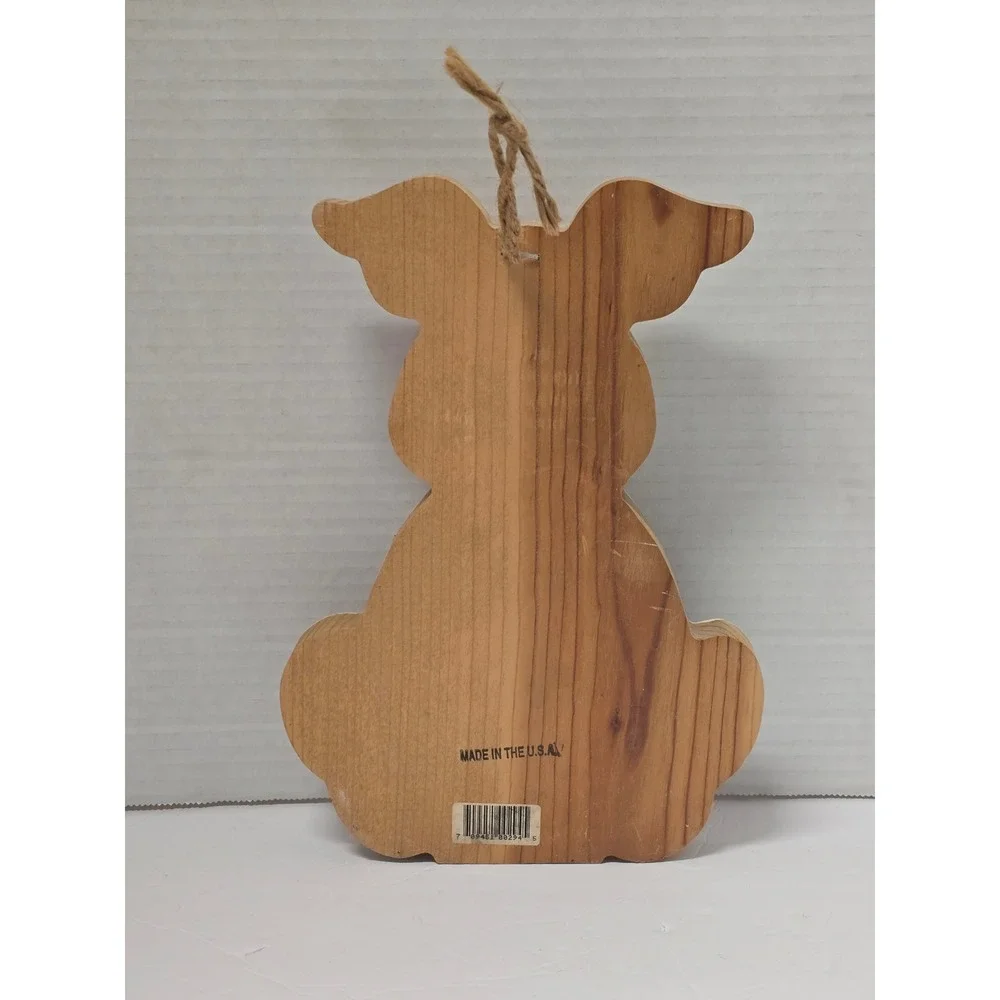 Vintage 90s Hand Painted Wooden Pig Apple Basket Wall Decor Farmhouse Folk Art